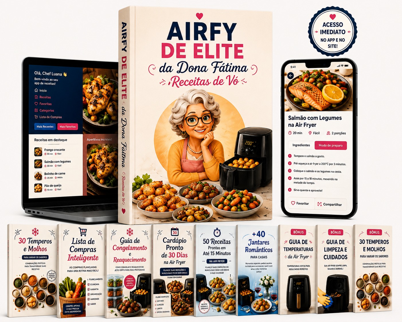 Mosaico com prévia das receitas extras da Dona Fátima